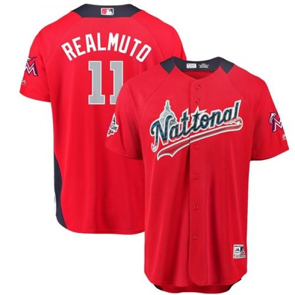 Miami Marlins #11 JT Realmuto Red 2018 All-Star Na...