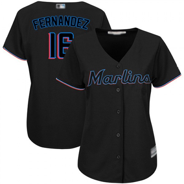 Miami Marlins #16 Jose Fernandez Black Women'...