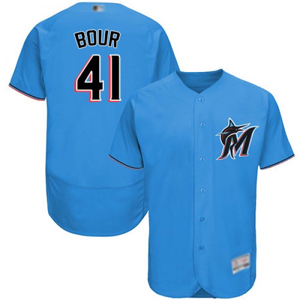 Miami Marlins #41 Justin Bour Blue Flexbase Authen...