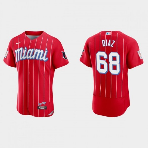 Miami Miami Marlins #68 Lewin Diaz Men's Nike...