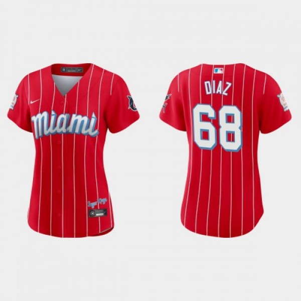 Miami Miami Marlins #68 Lewin Diaz Women's Ni...