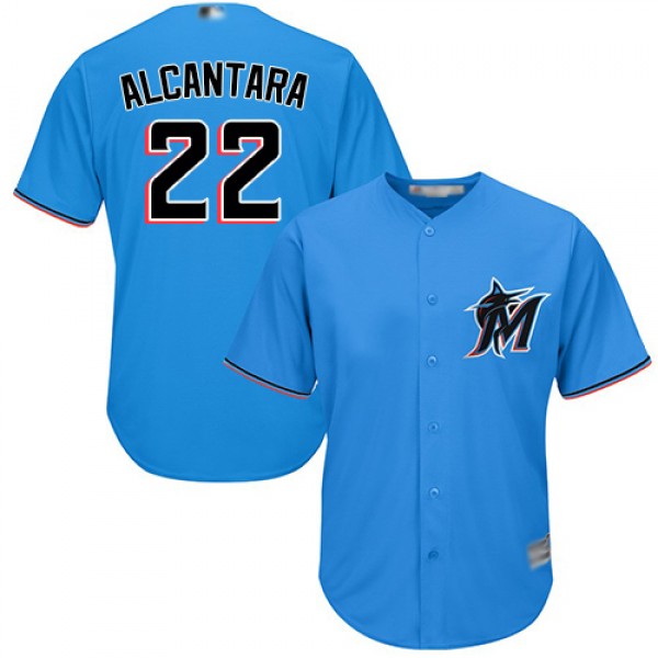 Miami Marlins #22 Sandy Alcantara Blue New Cool Ba...