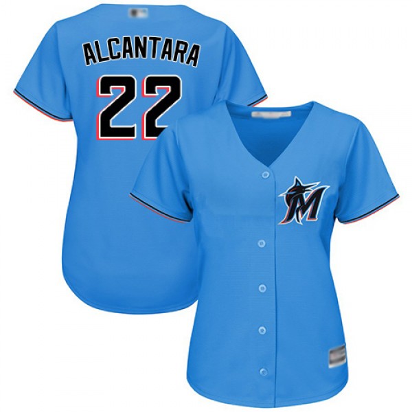 Miami Marlins #22 Sandy Alcantara Blue Alternate W...