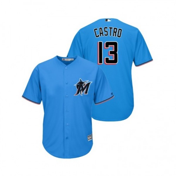 Miami Marlins #13 Starlin Castro Blue Alternate 20...