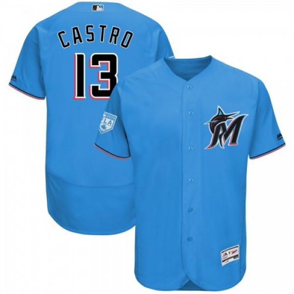 Miami Marlins #13 Starlin Castro Blue 2019 Spring ...