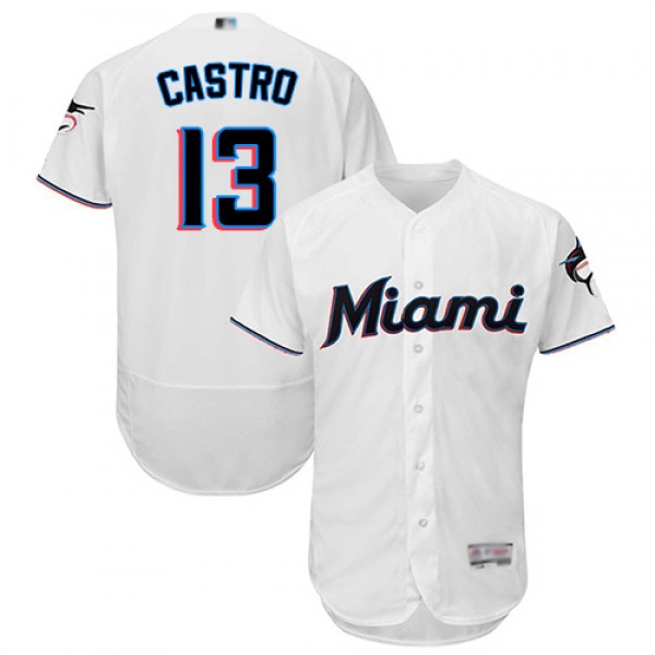 Miami Marlins #13 Starlin Castro White Flexbase Au...