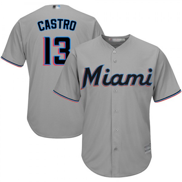 Miami Marlins #13 Starlin Castro Grey Cool Base St...