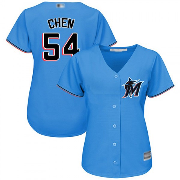 Miami Marlins #54 Wei-Yin Chen Blue Alternate Wome...