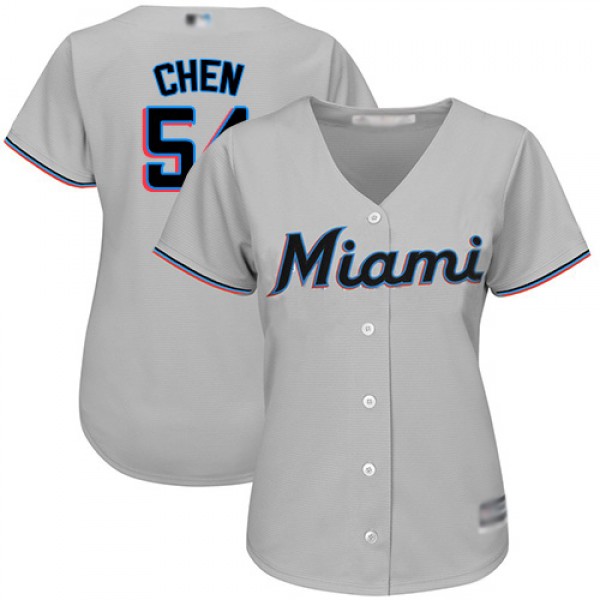 Miami Marlins #54 Wei-Yin Chen Grey Road Women...