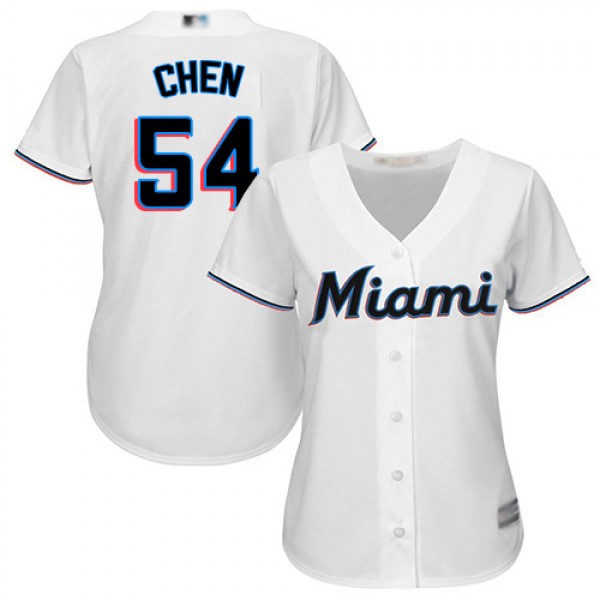 Miami Marlins #54 Wei-Yin Chen White Home Women�...