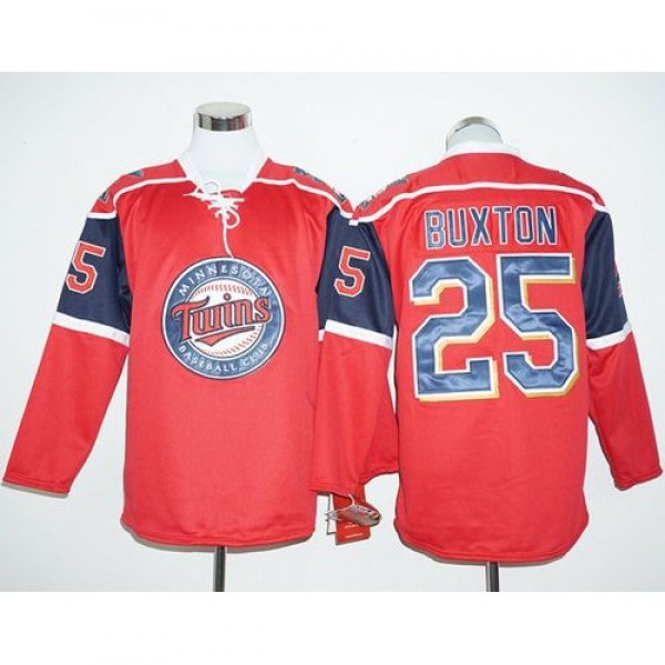 Minnesota Twins #25 Byron Buxton Red Long Sleeve S...