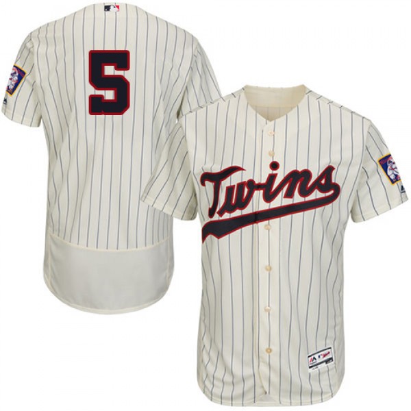 Minnesota Twins #5 Eduardo Escobar Cream Strip Fle...