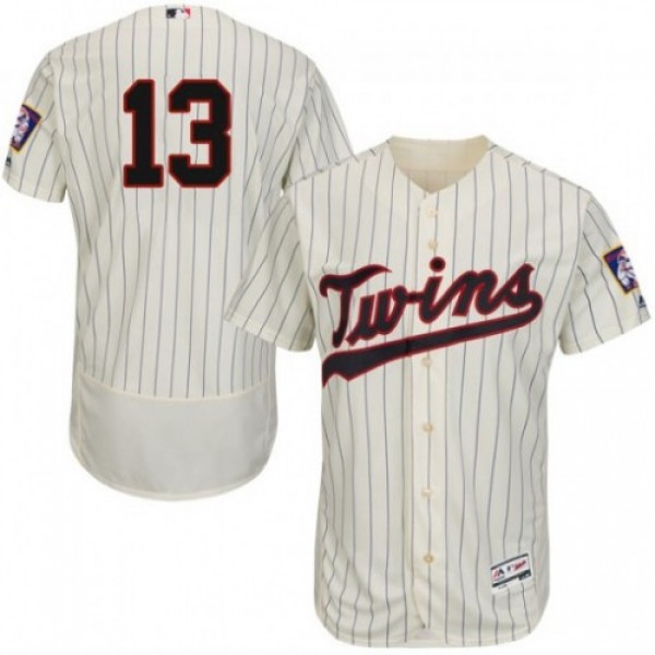 Minnesota Twins #13 Ehire Adrianza Cream Strip Fle...