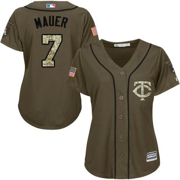 Minnesota Twins #7 Joe Mauer Green Salute to Servi...