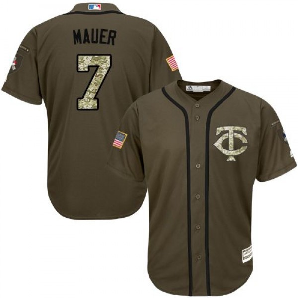 Minnesota Twins #7 Joe Mauer Green Salute to Servi...