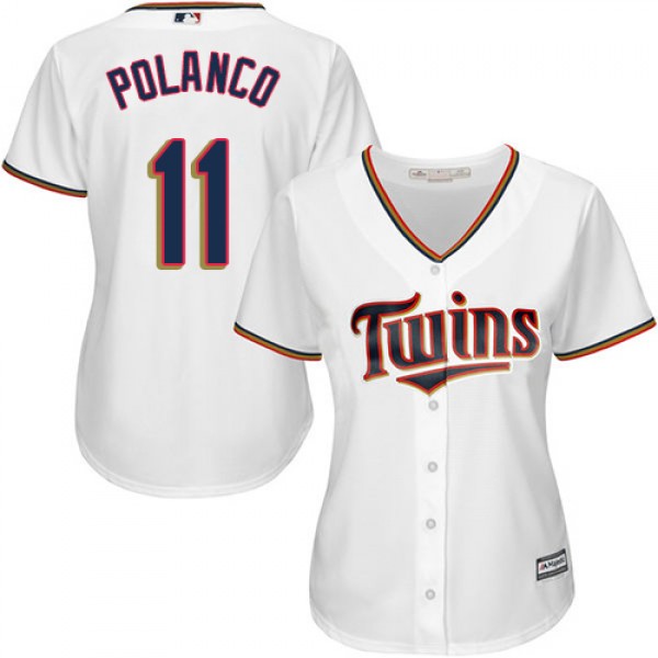 Minnesota Twins #11 Jorge Polanco White Home Women...