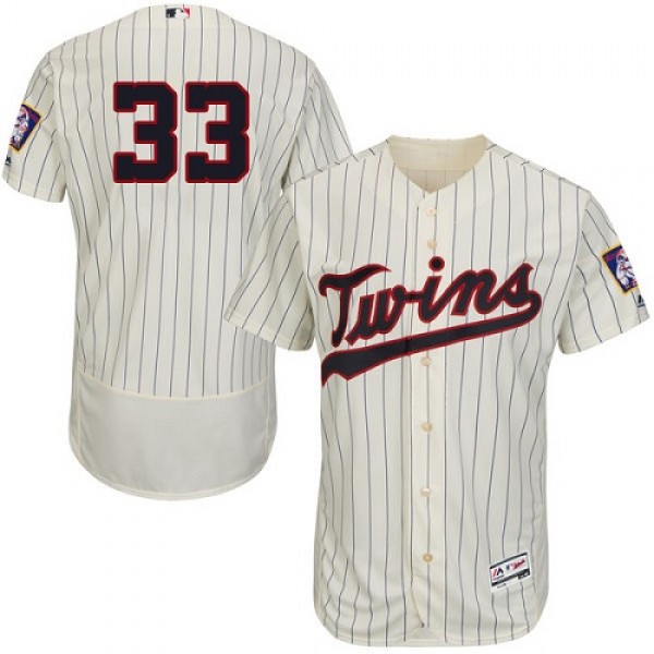 Minnesota Twins #33 Justin Morneau Cream Strip Fle...