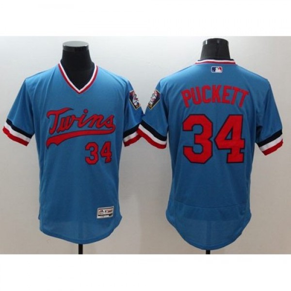 Minnesota Twins #34 Kirby Puckett Light Blue Flexb...