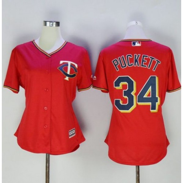 Minnesota Twins #34 Kirby Puckett Red Women's...