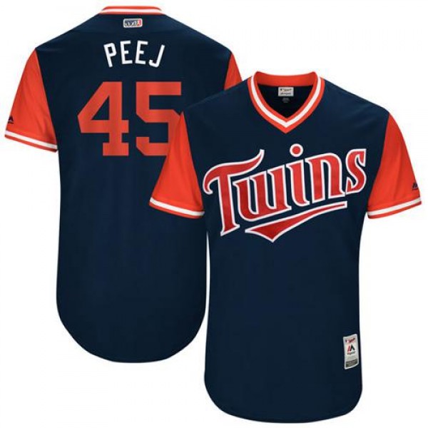 Minnesota Twins #45 Phil Hughes Navy "Peej&qu...