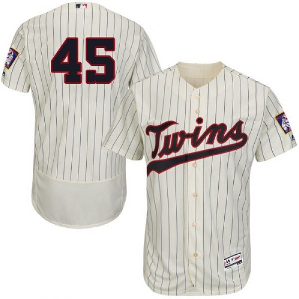 Minnesota Twins #45 Phil Hughes Cream Strip Flexba...