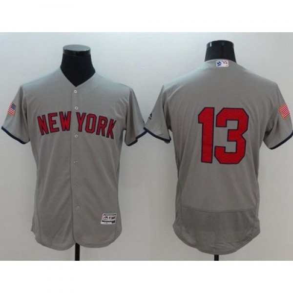 New York Yankees #13 Alex Rodriguez Grey Fashion S...