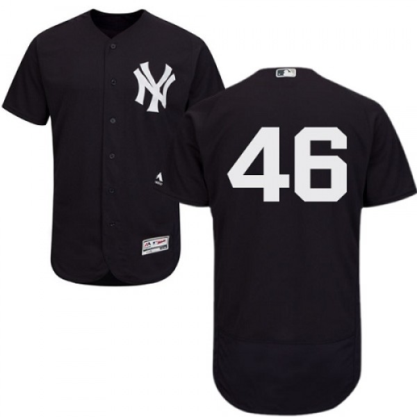 New York Yankees #46 Andy Pettitte Navy Blue Flexb...