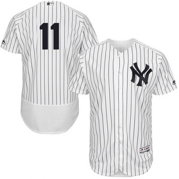 New York Yankees #11 Brett Gardner White Strip Fle...