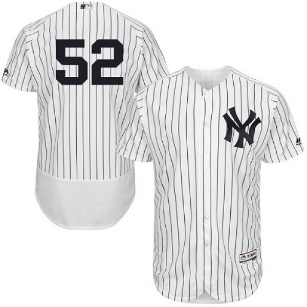 New York Yankees #52 C.C. Sabathia White Strip Fle...