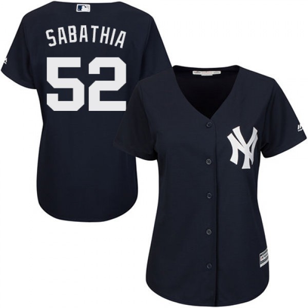 New York Yankees #52 C.C. Sabathia Navy Blue Alter...