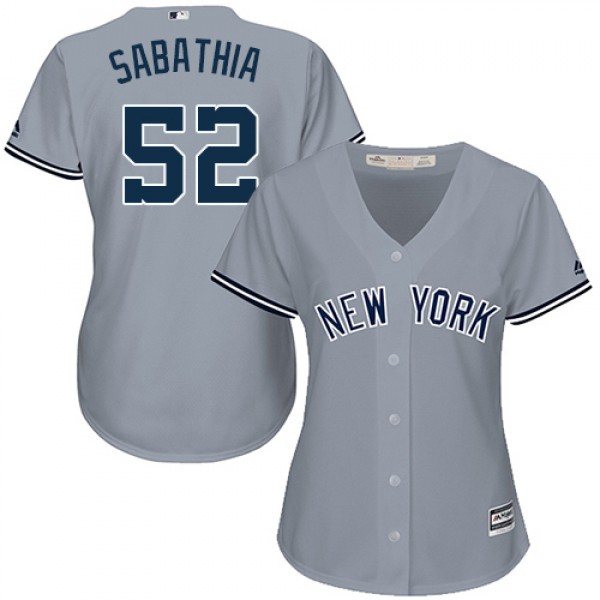 New York Yankees #52 C.C. Sabathia Grey Road Women...