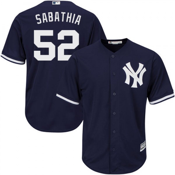 New York Yankees #52 C.C. Sabathia Navy blue Cool ...