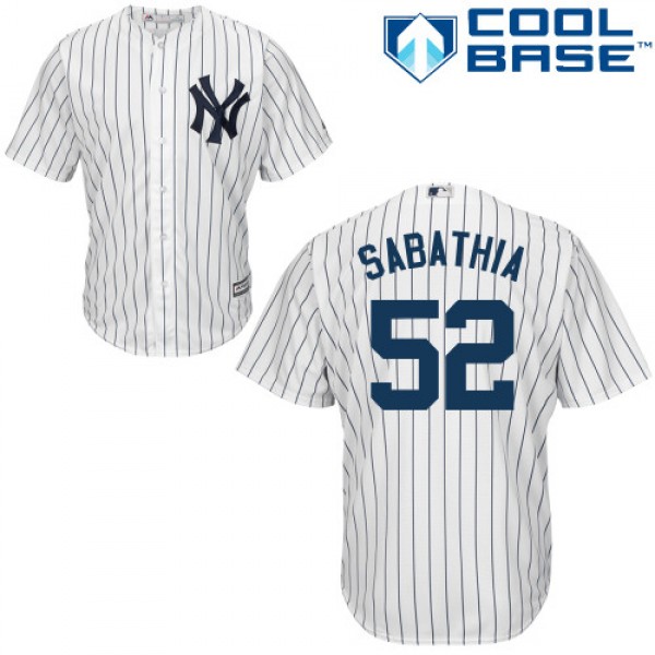 New York Yankees #52 C.C. Sabathia Stitched White ...