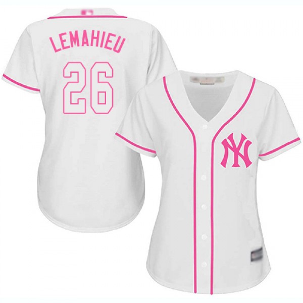 New York Yankees #26 DJ LeMahieu White/Pink Fashio...