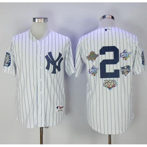 New York Yankees #2 Derek Jeter White Strip Five T...