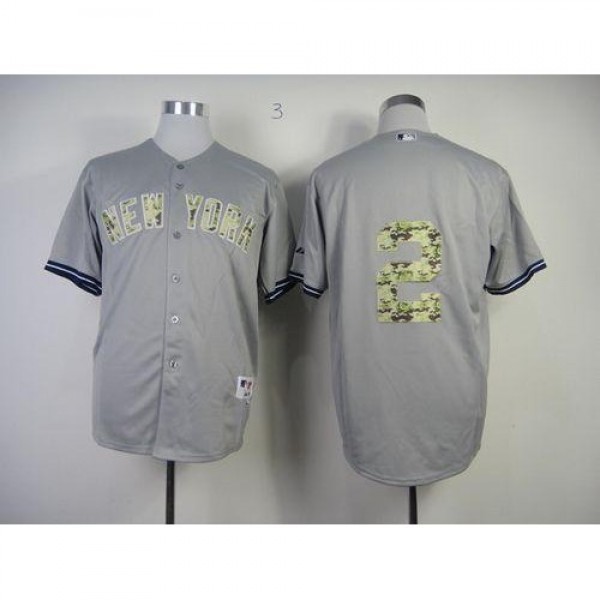 New York Yankees #2 Derek Jeter Grey USMC Cool Bas...