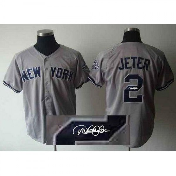 New York Yankees #2 Derek Jeter Grey Autographed S...