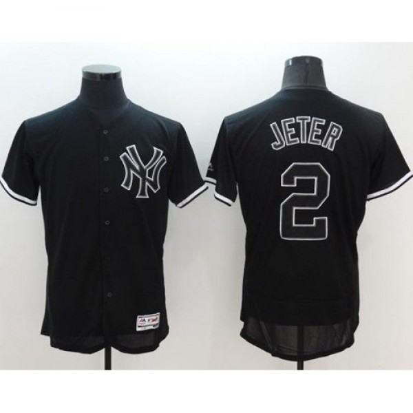 New York Yankees #2 Derek Jeter Black Fashion Flex...