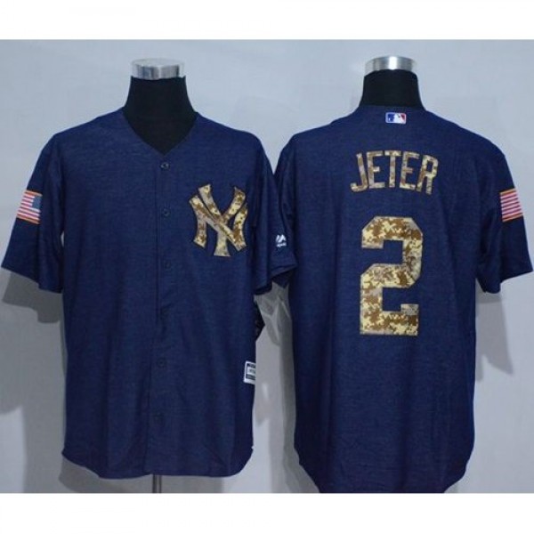 New York Yankees #2 Derek Jeter Denim Blue Salute ...