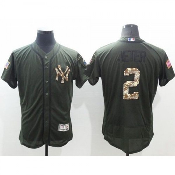 New York Yankees #2 Derek Jeter Green Flexbase Aut...