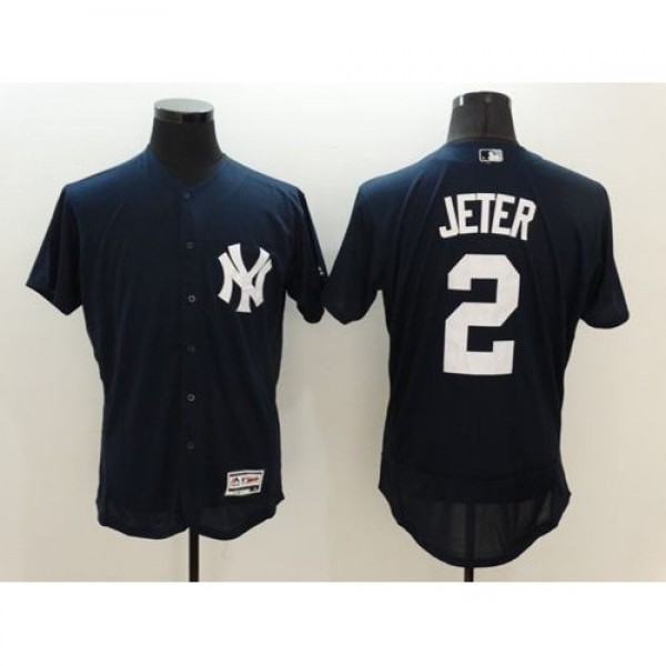 New York Yankees #2 Derek Jeter Navy Blue Flexbase...