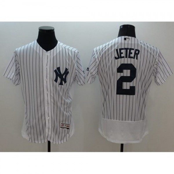 New York Yankees #2 Derek Jeter White Strip Flexba...