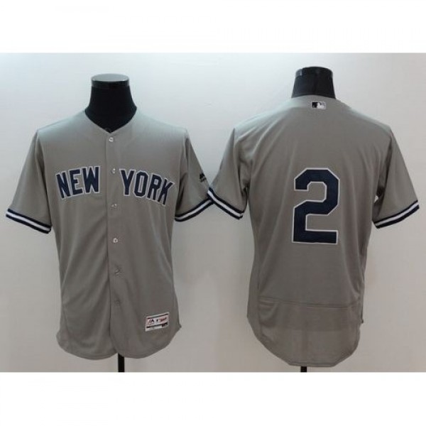 New York Yankees #2 Derek Jeter Grey Flexbase Auth...