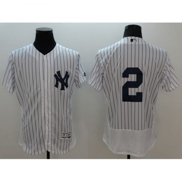 New York Yankees #2 Derek Jeter White Strip Flexba...