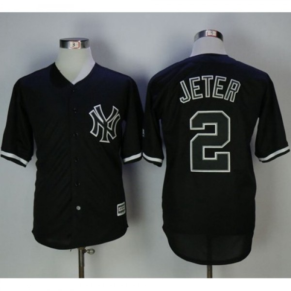 New York Yankees #2 Derek Jeter Black Fashion Stit...