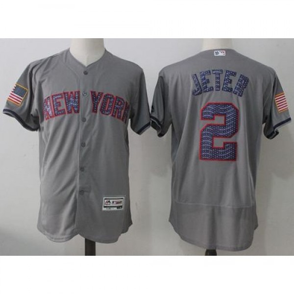 New York Yankees #2 Derek Jeter Grey Fashion Stars...