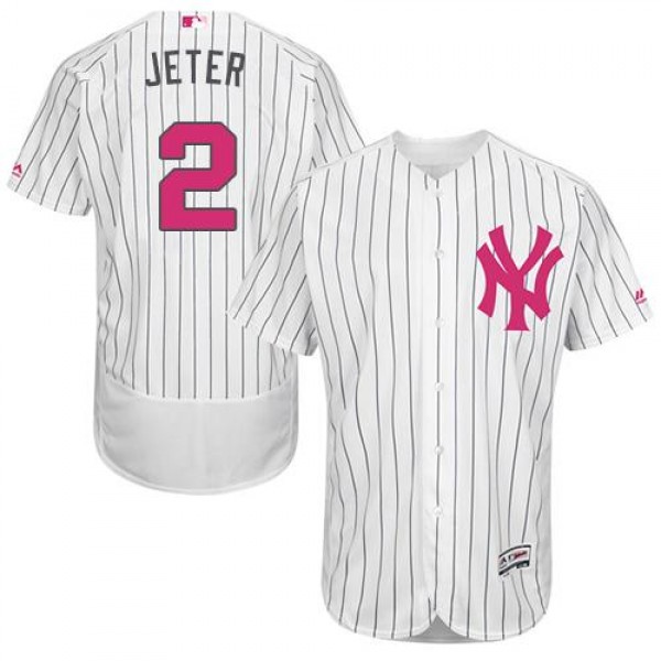 New York Yankees #2 Derek Jeter White Strip Flexba...