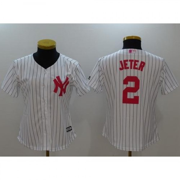 New York Yankees #2 Derek Jeter White Strip Mother...