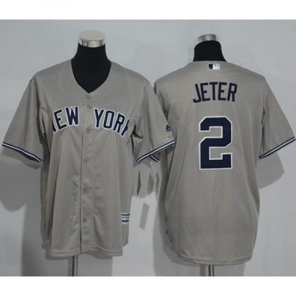 New York Yankees #2 Derek Jeter Grey Name Back Sti...