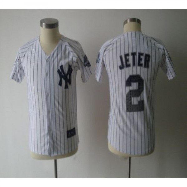 New York Yankees #2 Derek Jeter White Stitched Spe...